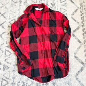 Old Navy Red and Black Buffalo Plaid Boyfriend Button Down